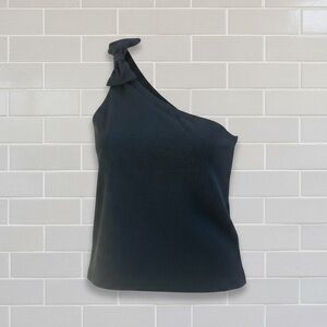 J. Crew One-Shoulder Black Top